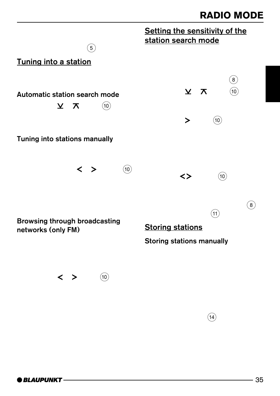 Radio mode | Blaupunkt BOLOGNA DJ51 User Manual | Page 12 / 27