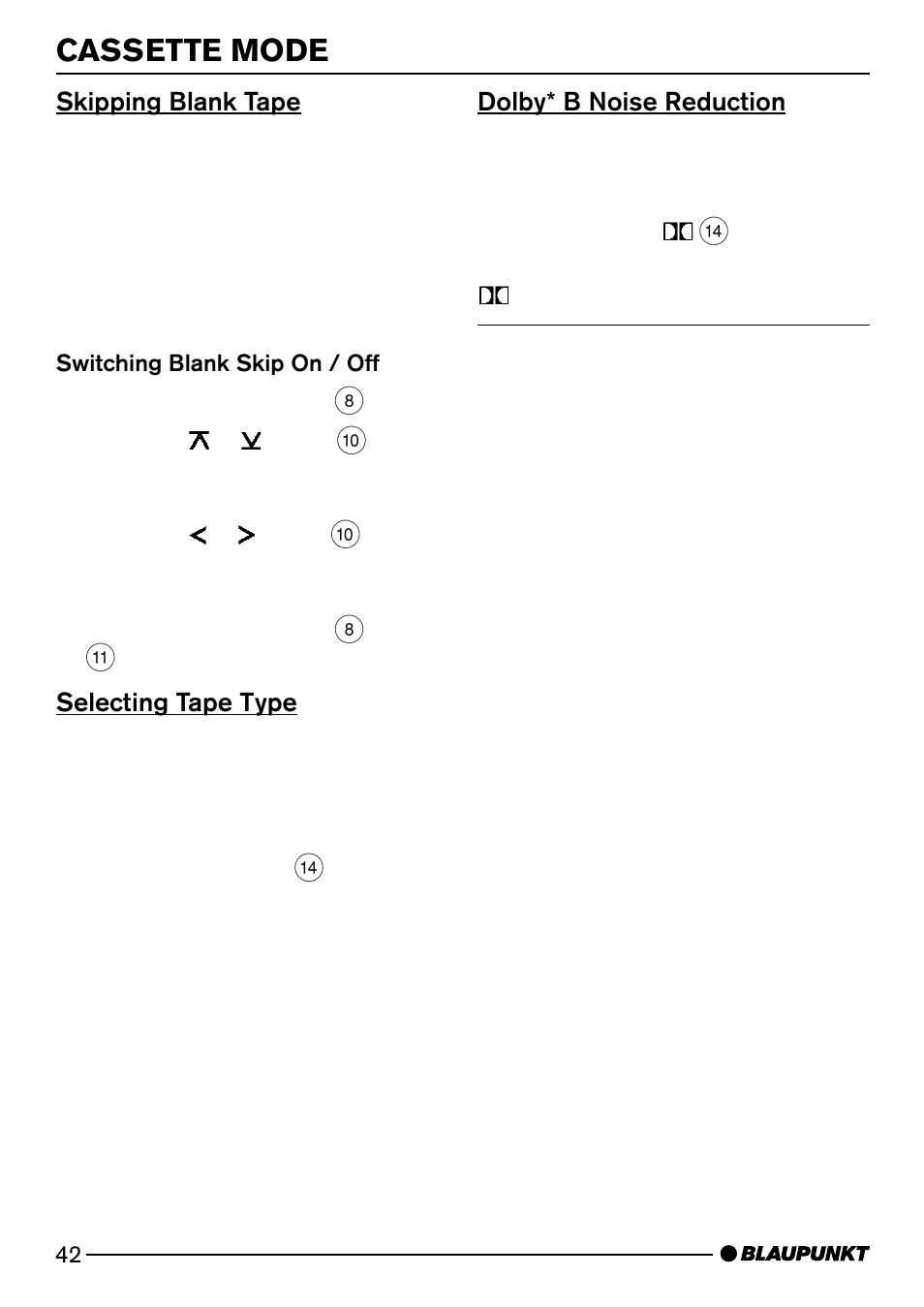 Cassette mode | Blaupunkt BOLOGNA DJ51 User Manual | Page 19 / 27