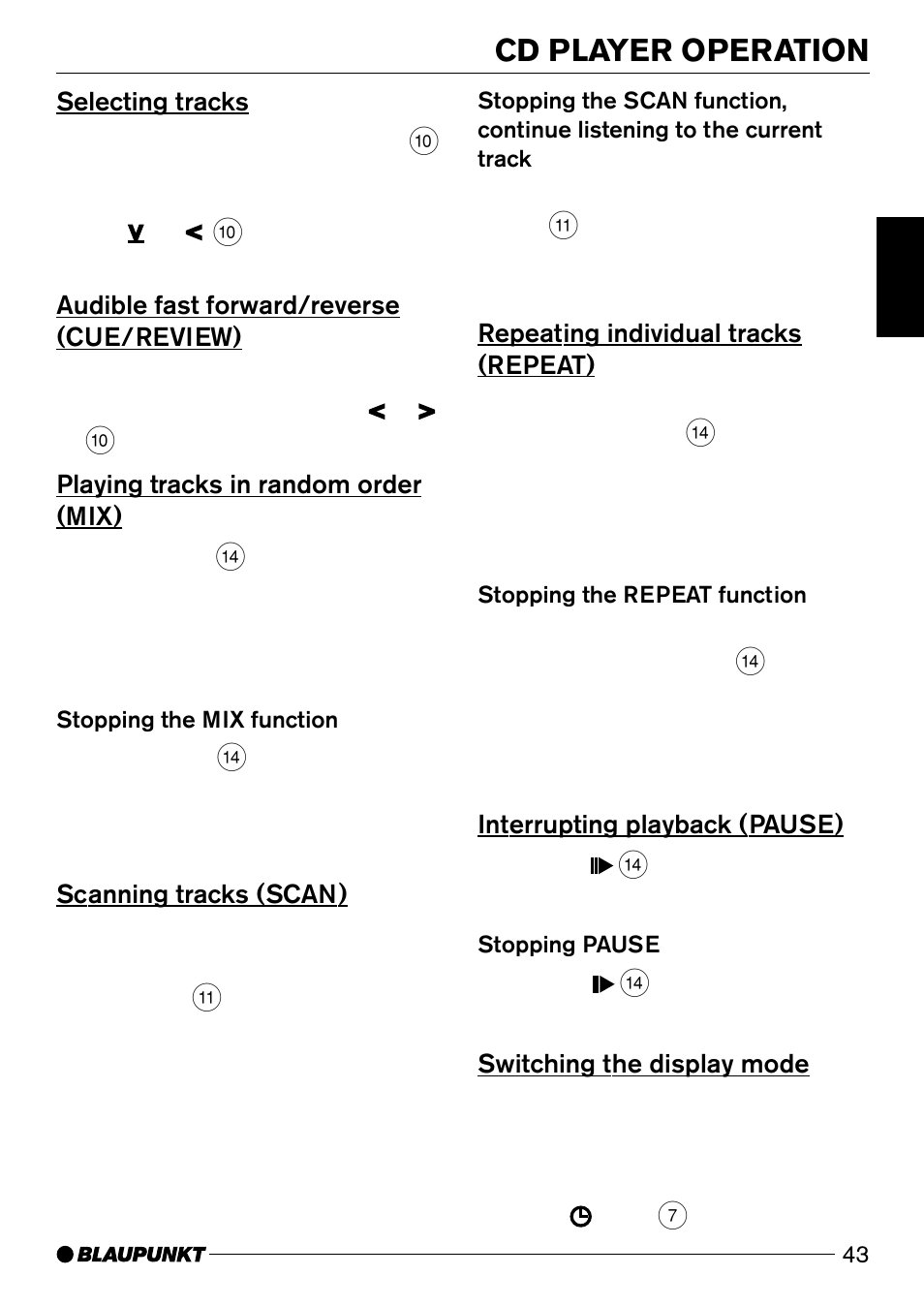 Cd player operation | Blaupunkt Casablanca CD50 User Manual | Page 16 / 28