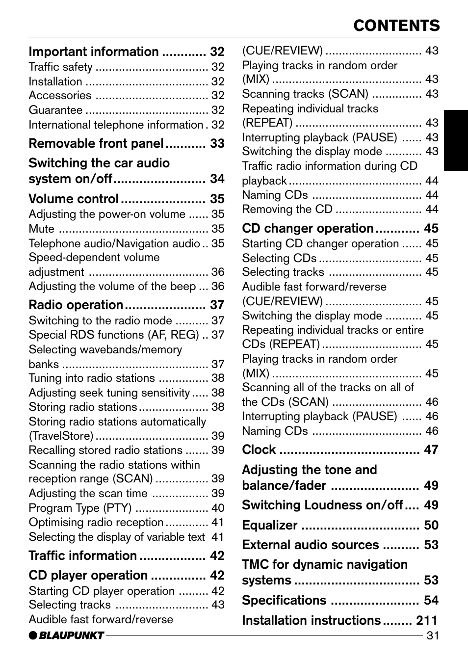 Blaupunkt Casablanca CD50 User Manual | Page 4 / 28