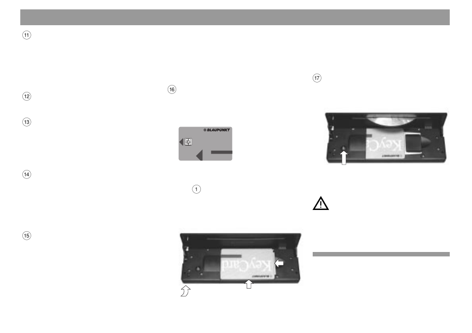 Keycard, Condensed instructions | Blaupunkt Mnchen RDM 169 User Manual | Page 10 / 35