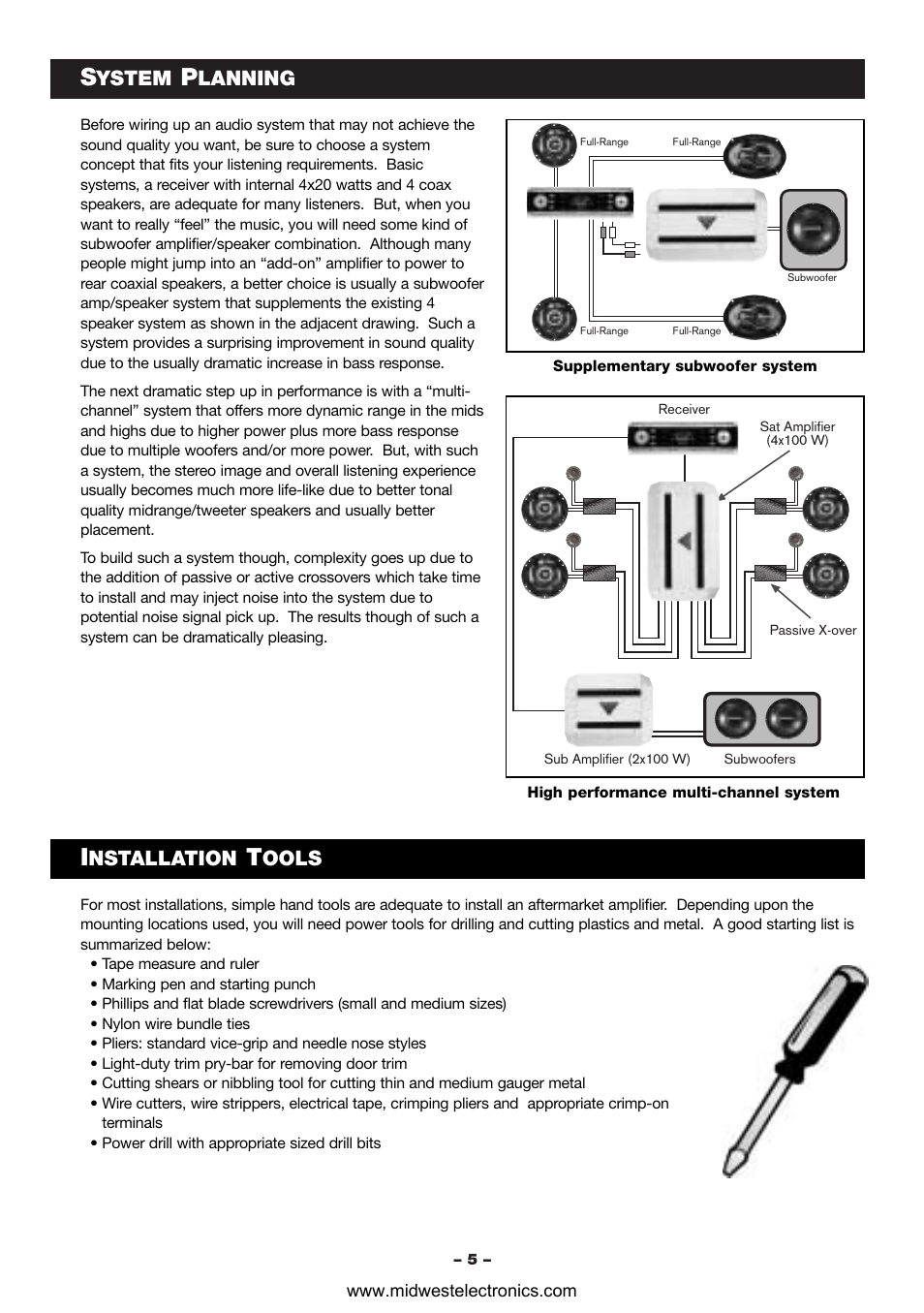 Ystem, Lanning, Nstallation | Ools | Blaupunkt VA1400 User Manual | Page 6 / 14