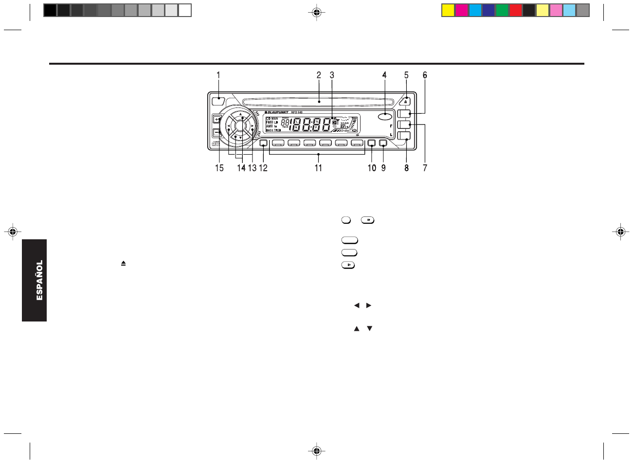 Identificación de los mandos, Esp añol | Blaupunkt RPD 540 User Manual | Page 21 / 37