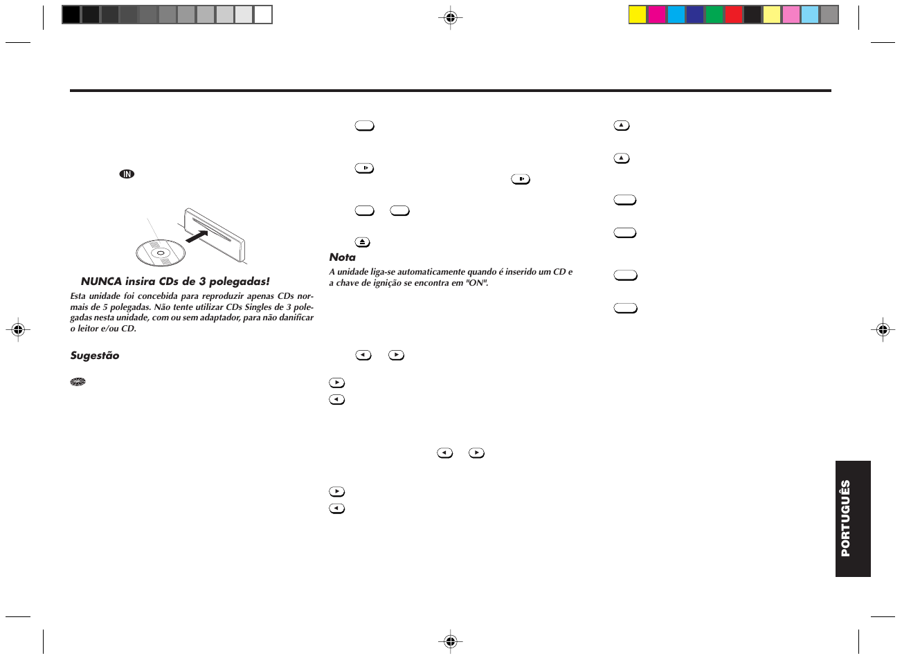 Operações de cd, Reprodução do leitor de cd, Reprodução de um cd em vários modos | Blaupunkt RPD 540 User Manual | Page 33 / 37