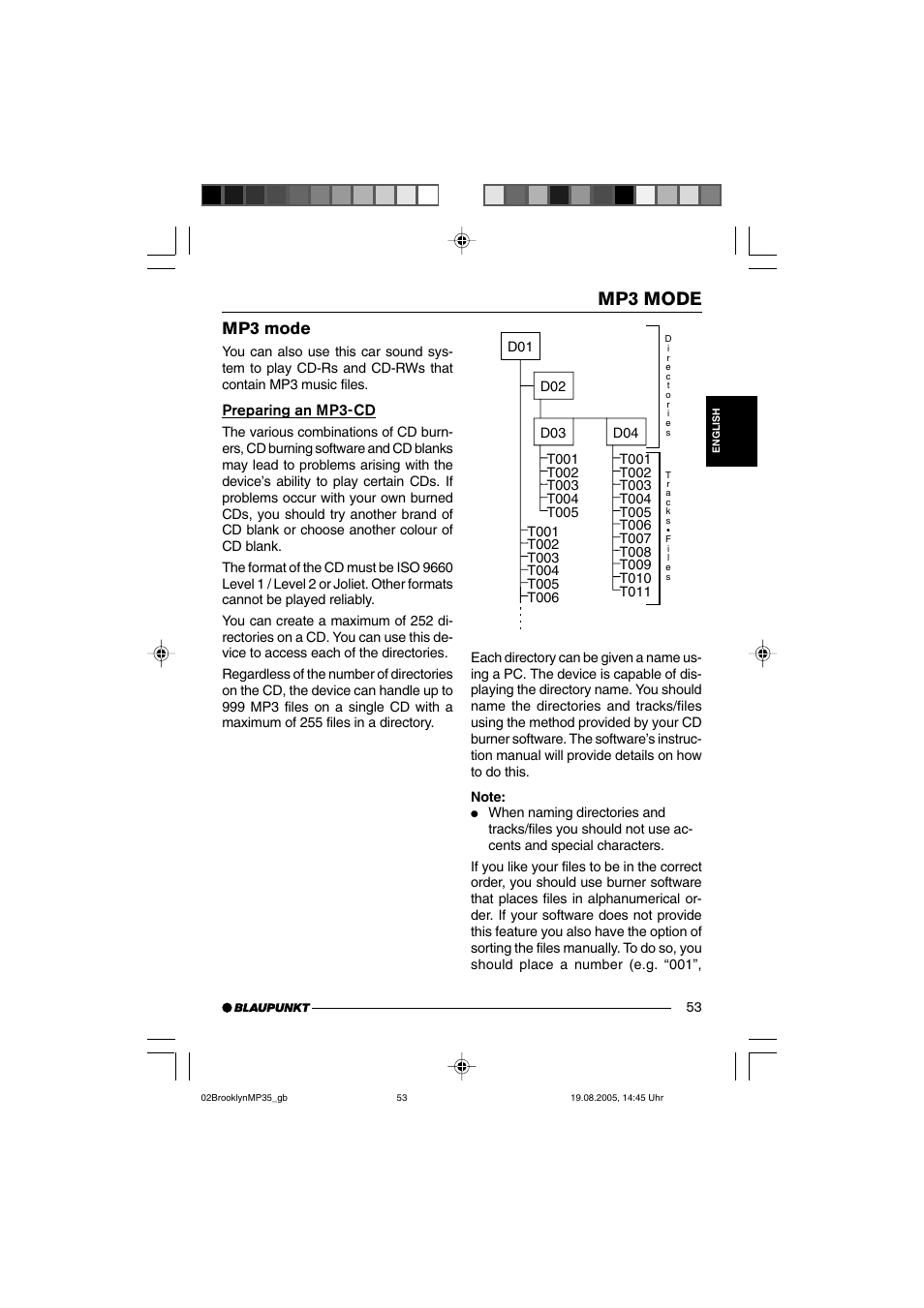 Mp3 mode, Preparing an mp3-cd | Blaupunkt BROOKLYN MP35 User Manual | Page 21 / 36