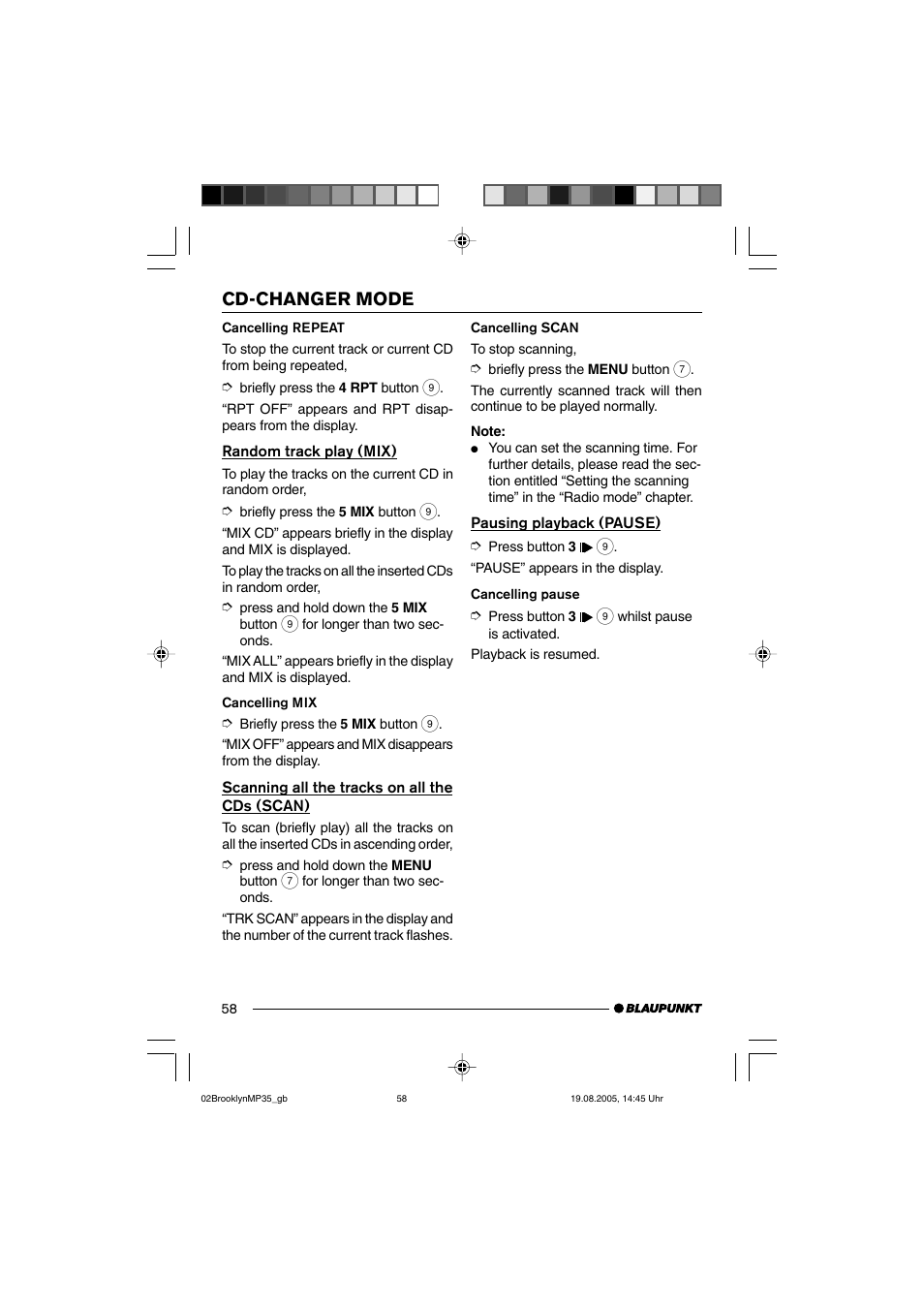 Cd-changer mode | Blaupunkt BROOKLYN MP35 User Manual | Page 26 / 36