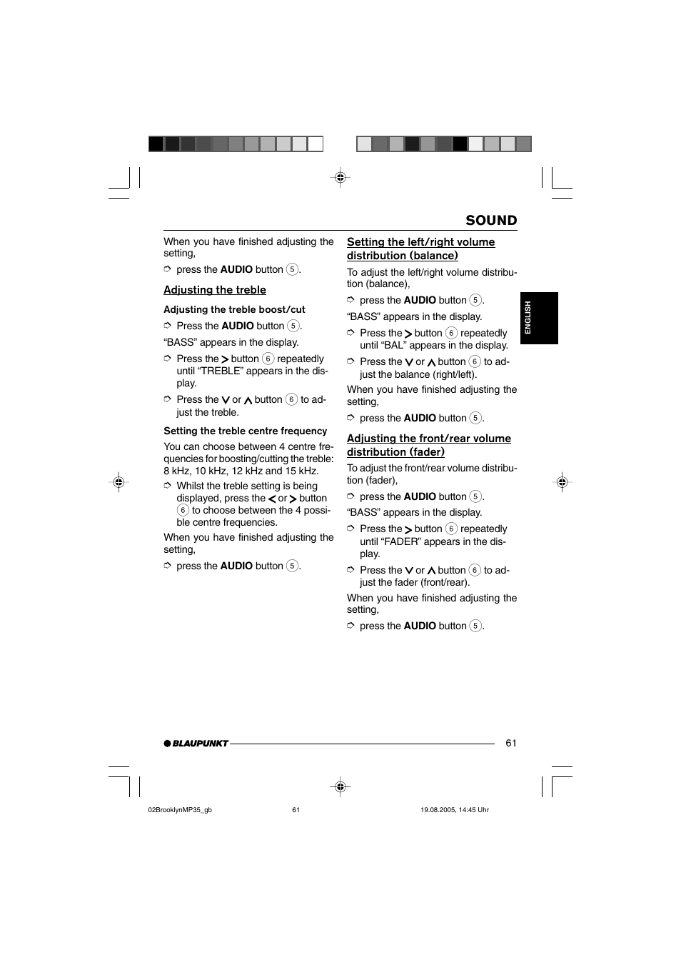 Sound | Blaupunkt BROOKLYN MP35 User Manual | Page 29 / 36