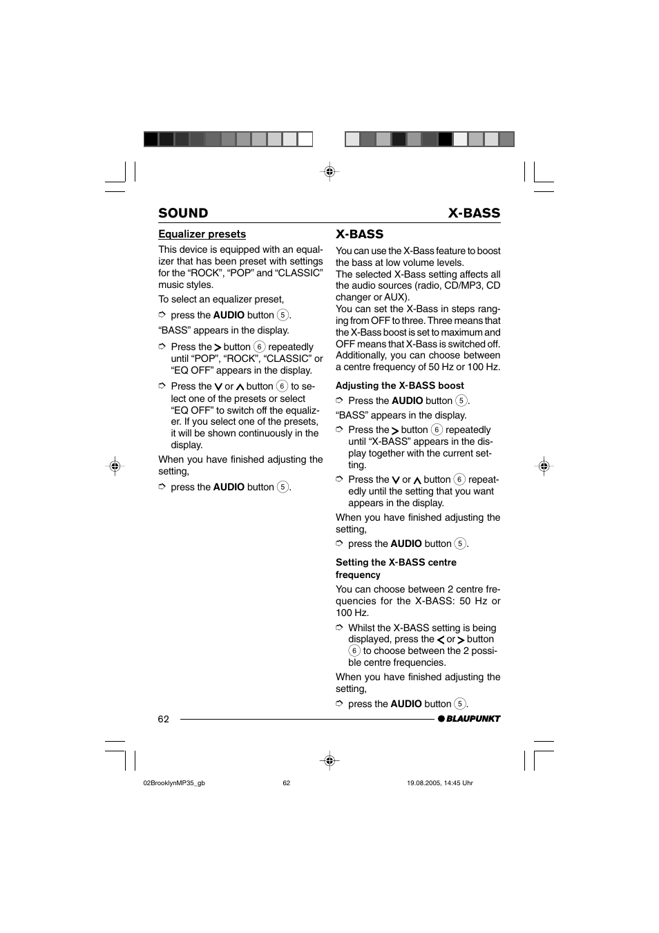 Sound x-bass | Blaupunkt BROOKLYN MP35 User Manual | Page 30 / 36