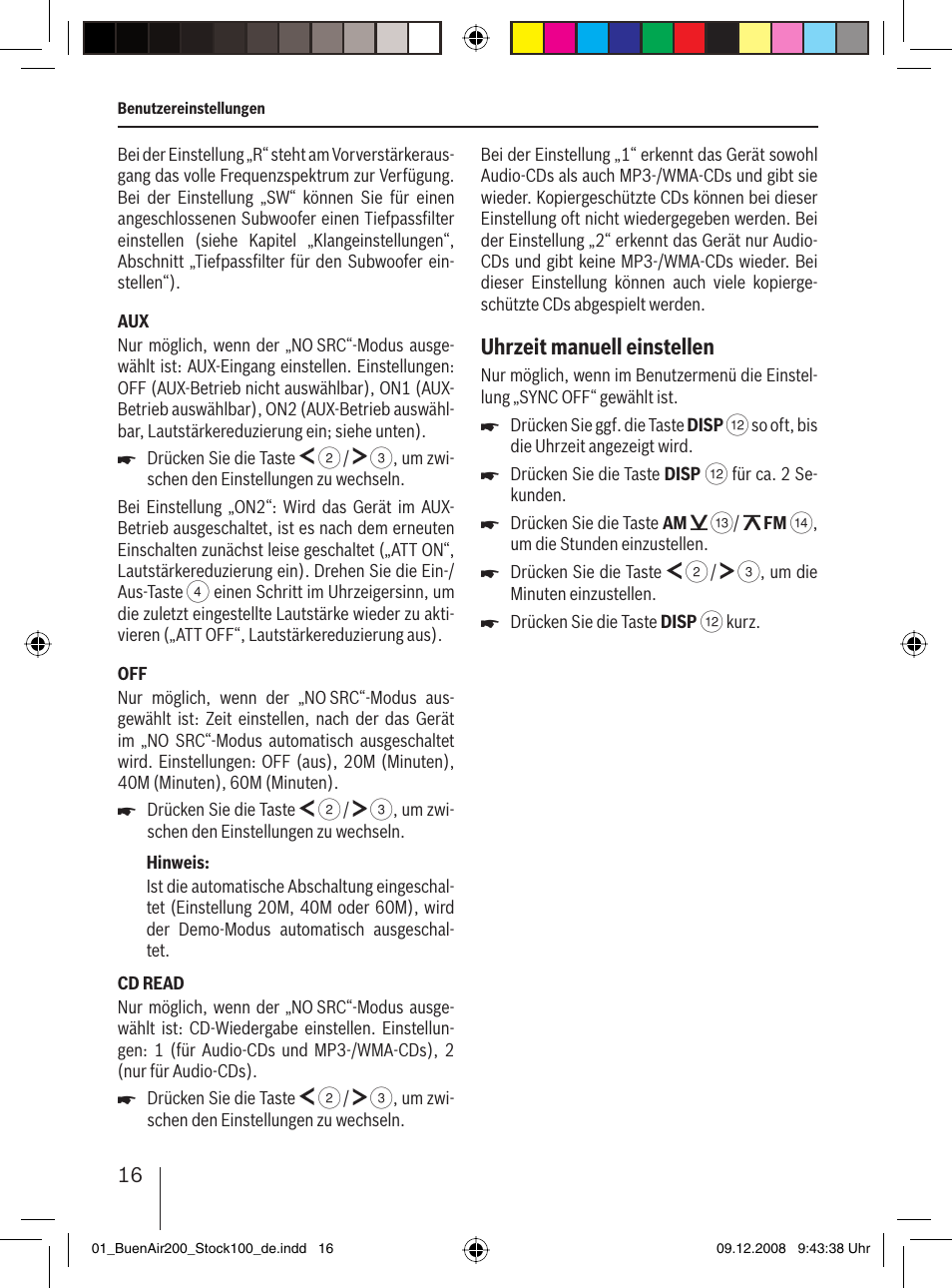 Uhrzeit manuell einstellen | Blaupunkt BUENOS AIRES 200 7 649 020 110 User Manual | Page 16 / 140