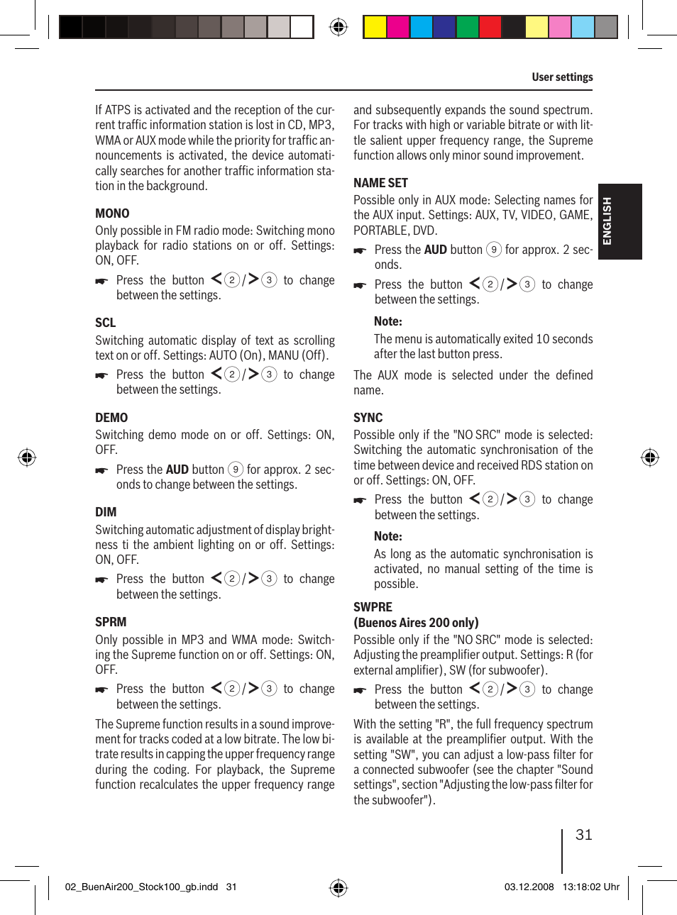 Blaupunkt BUENOS AIRES 200 7 649 020 110 User Manual | Page 31 / 140