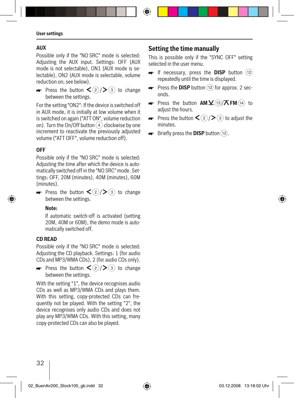 Setting the time manually | Blaupunkt BUENOS AIRES 200 7 649 020 110 User Manual | Page 32 / 140