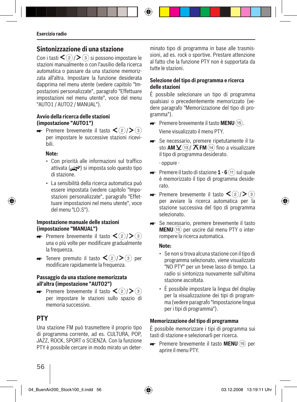 Sintonizzazione di una stazione | Blaupunkt BUENOS AIRES 200 7 649 020 110 User Manual | Page 56 / 140