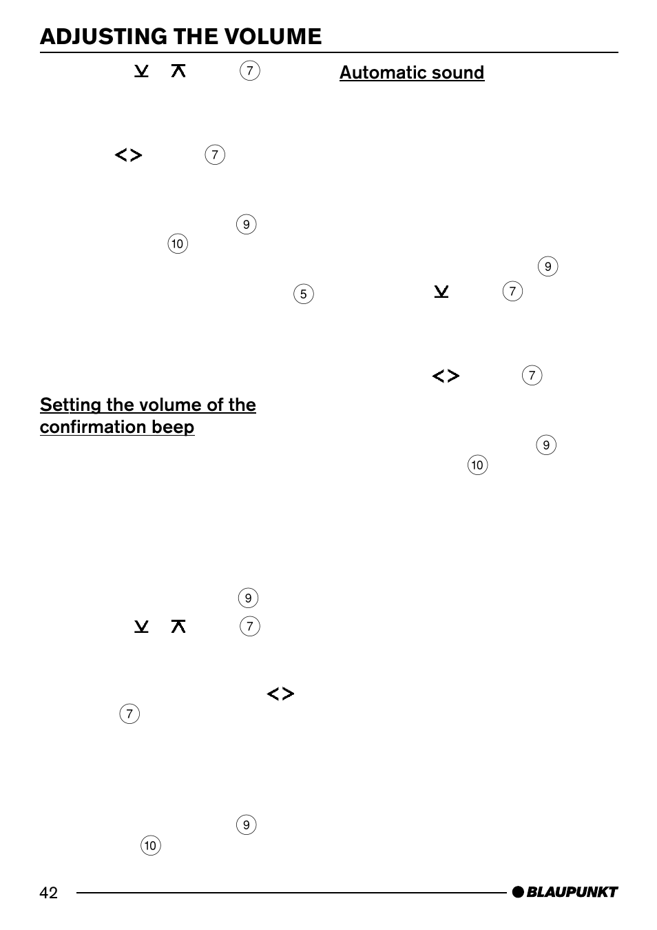 Adjusting the volume | Blaupunkt MODENA MP54 7 644 262 310 User Manual | Page 11 / 35