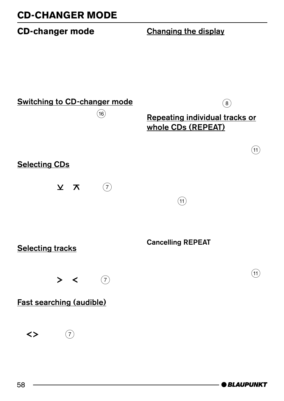 Cd-changer mode | Blaupunkt MODENA MP54 7 644 262 310 User Manual | Page 27 / 35