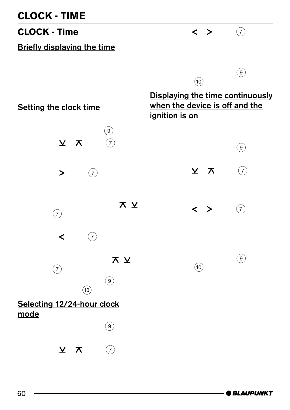 Clock - time | Blaupunkt MODENA MP54 7 644 262 310 User Manual | Page 29 / 35