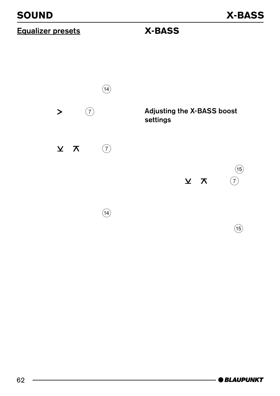 Sound x-bass, X-bass | Blaupunkt MODENA MP54 7 644 262 310 User Manual | Page 31 / 35