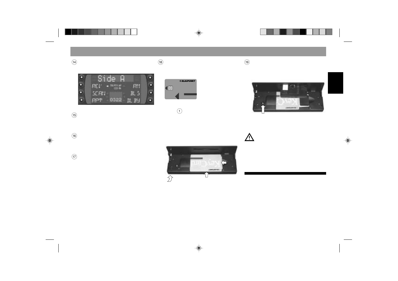 Keycard, Quick reference | Blaupunkt ATLANTA RCM 169 User Manual | Page 13 / 50