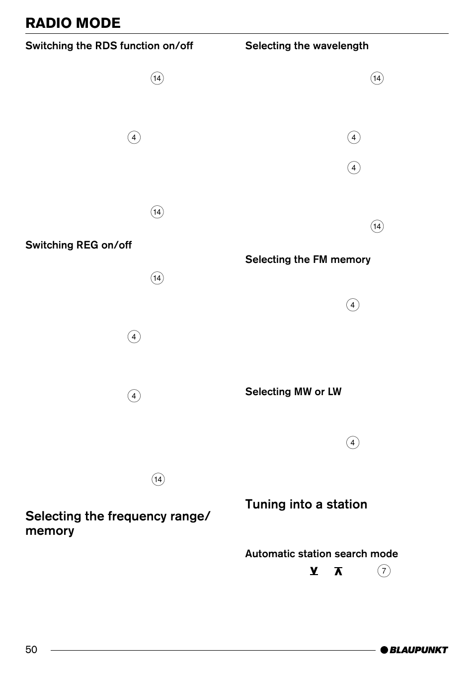 Radio mode, Tuning into a station | Blaupunkt Frankfurt C70 User Manual | Page 14 / 36