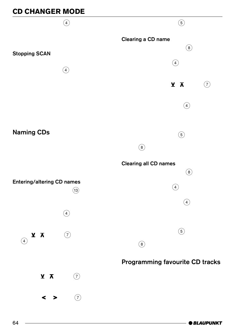 Cd changer mode, Naming cds, Programming favourite cd tracks | Blaupunkt Frankfurt C70 User Manual | Page 28 / 36