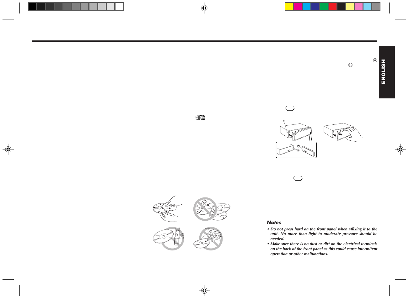 Fcc warning, Precautions, Handling the front panel | Features, Handling compact discs, Attaching the front panel, Detaching the front panel | Blaupunkt RPD 545 User Manual | Page 2 / 37