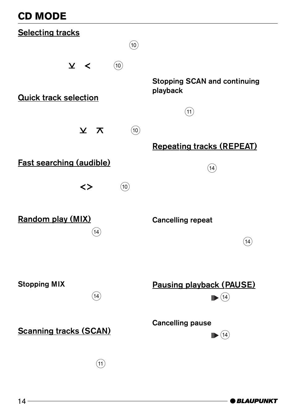 Cd mode 13, Cd mode | Blaupunkt CD51 User Manual | Page 14 / 23
