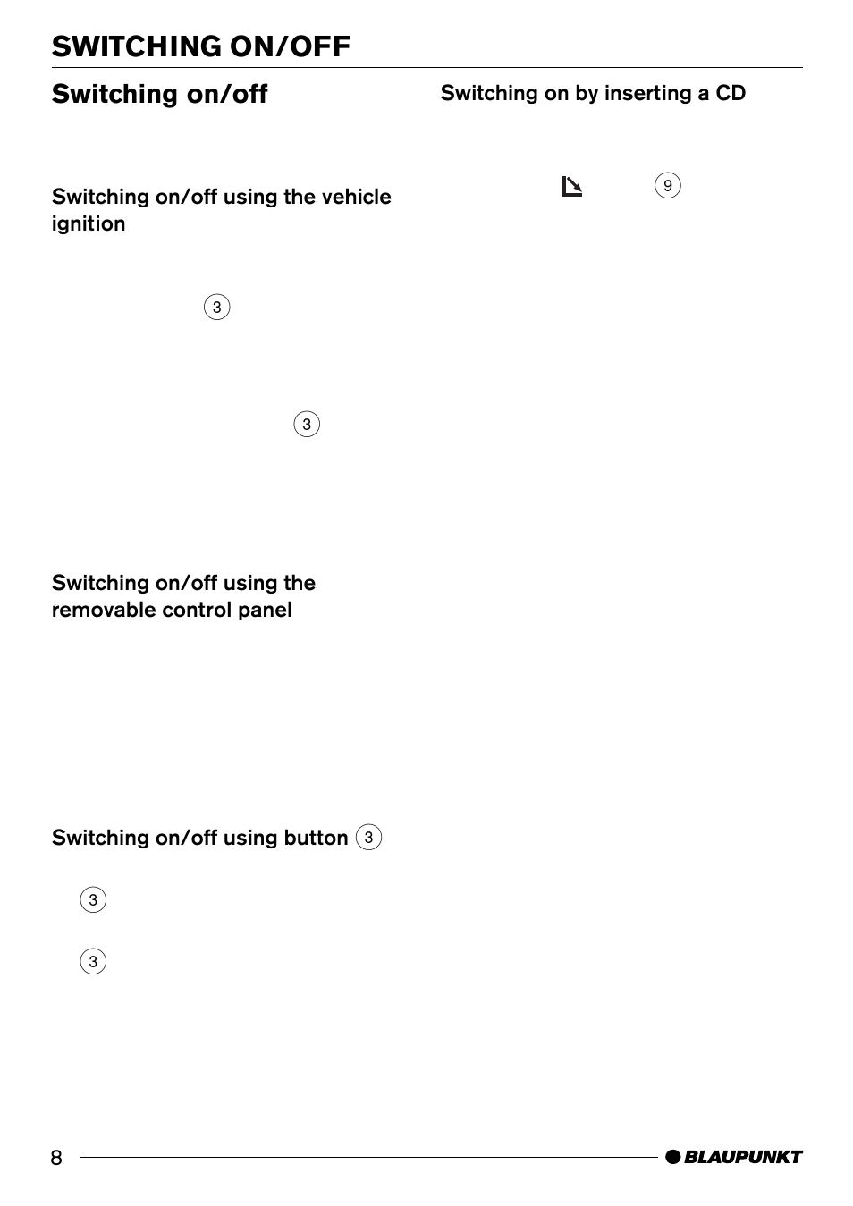 Switching on/off | Blaupunkt CD51 User Manual | Page 8 / 23