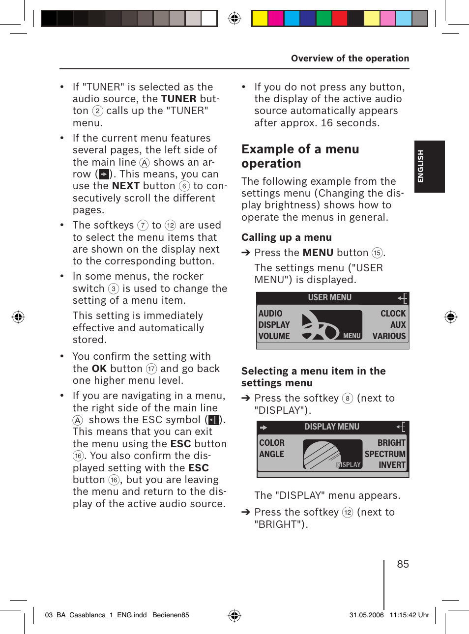 Example of a menu operation | Blaupunkt CASABLANCA MP56 User Manual | Page 20 / 69