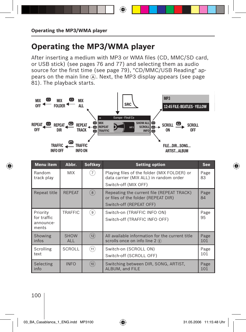 Operating the mp3/ wma player | Blaupunkt CASABLANCA MP56 User Manual | Page 35 / 69