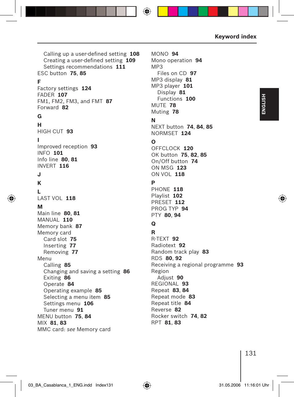 Blaupunkt CASABLANCA MP56 User Manual | Page 66 / 69