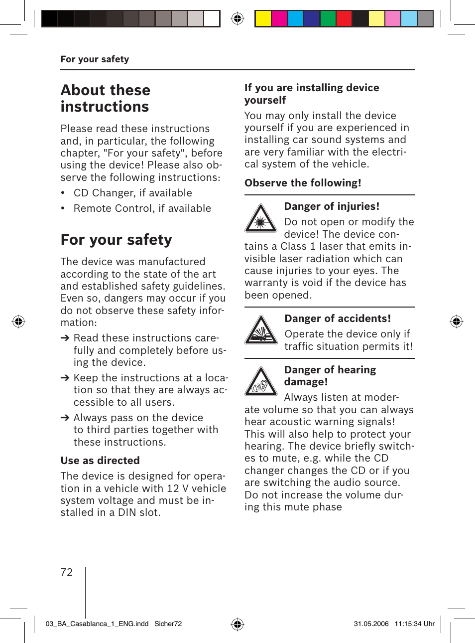 About these instructions, For your safety | Blaupunkt CASABLANCA MP56 User Manual | Page 7 / 69