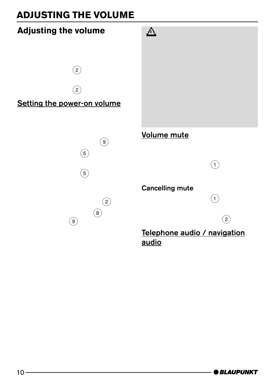Adjusting the volume | Blaupunkt MP74 US User Manual | Page 10 / 42