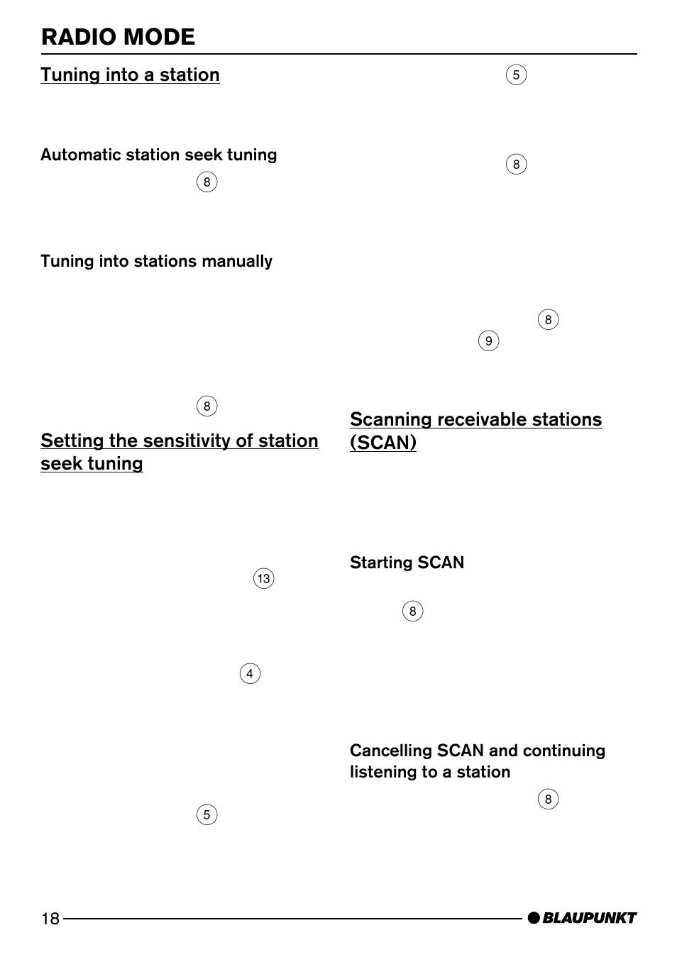 Radio mode | Blaupunkt MP74 US User Manual | Page 18 / 42