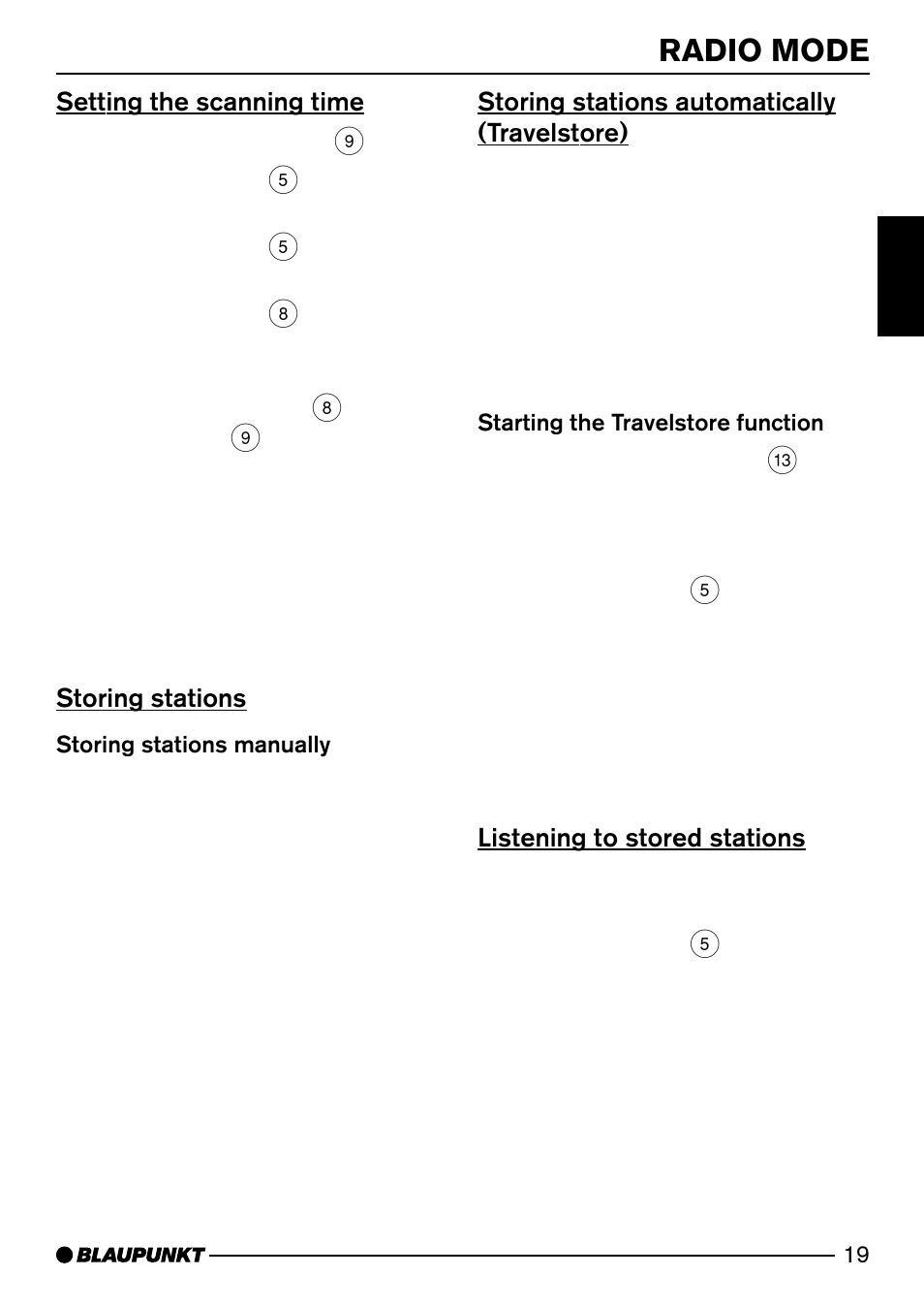 Radio mode | Blaupunkt MP74 US User Manual | Page 19 / 42