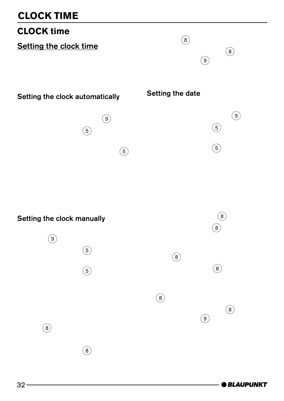Clock time | Blaupunkt MP74 US User Manual | Page 32 / 42