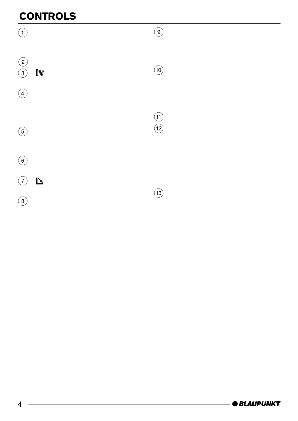 Controls | Blaupunkt MP74 US User Manual | Page 4 / 42