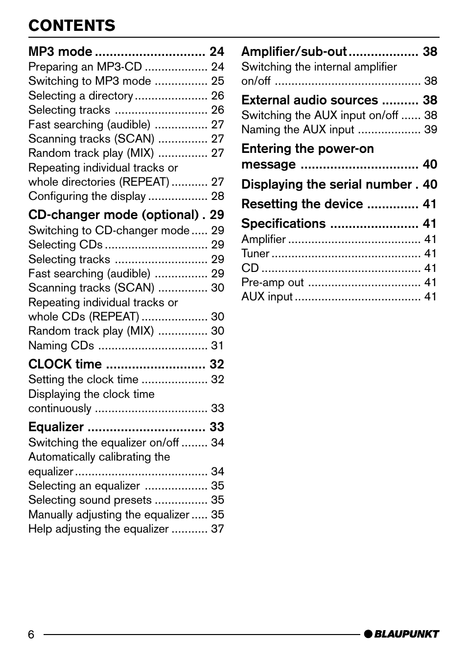 Blaupunkt MP74 US User Manual | Page 6 / 42