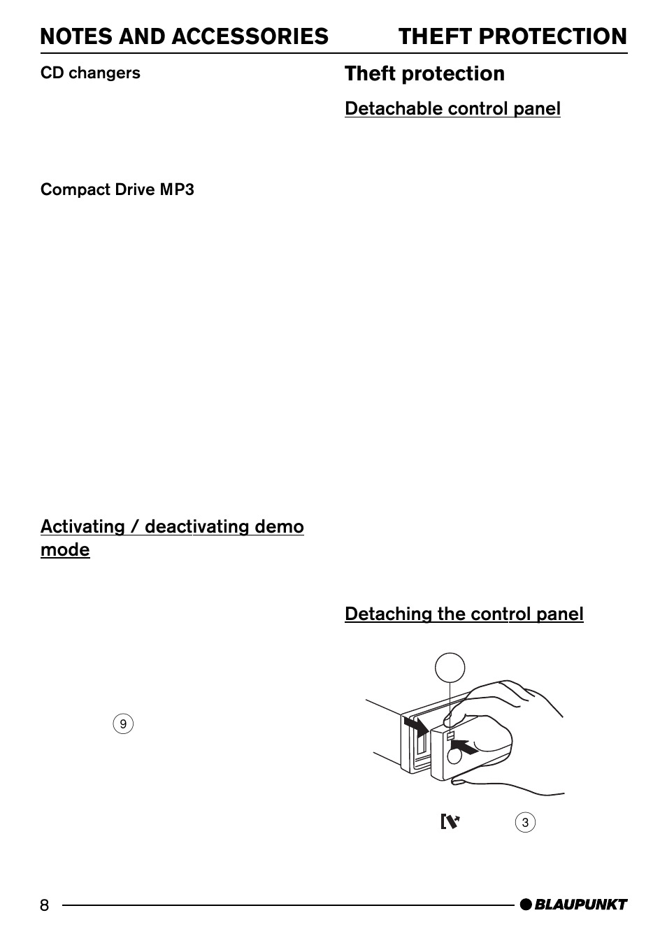 Theft protection | Blaupunkt MP74 US User Manual | Page 8 / 42