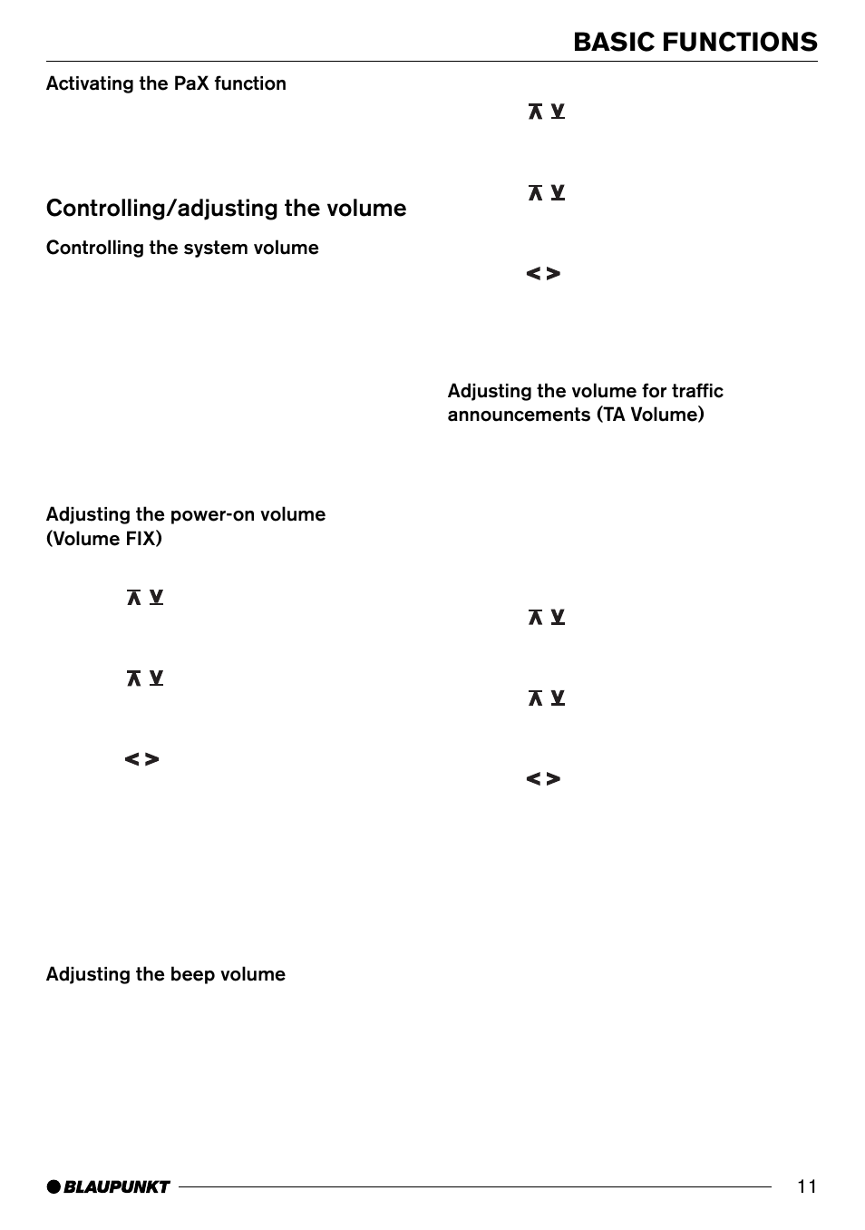 Basic functions, Controlling/adjusting the volume | Blaupunkt AntaresT60 User Manual | Page 11 / 52