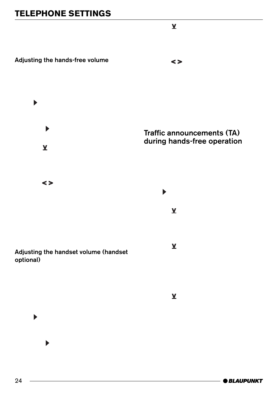 Telephone settings | Blaupunkt AntaresT60 User Manual | Page 24 / 52