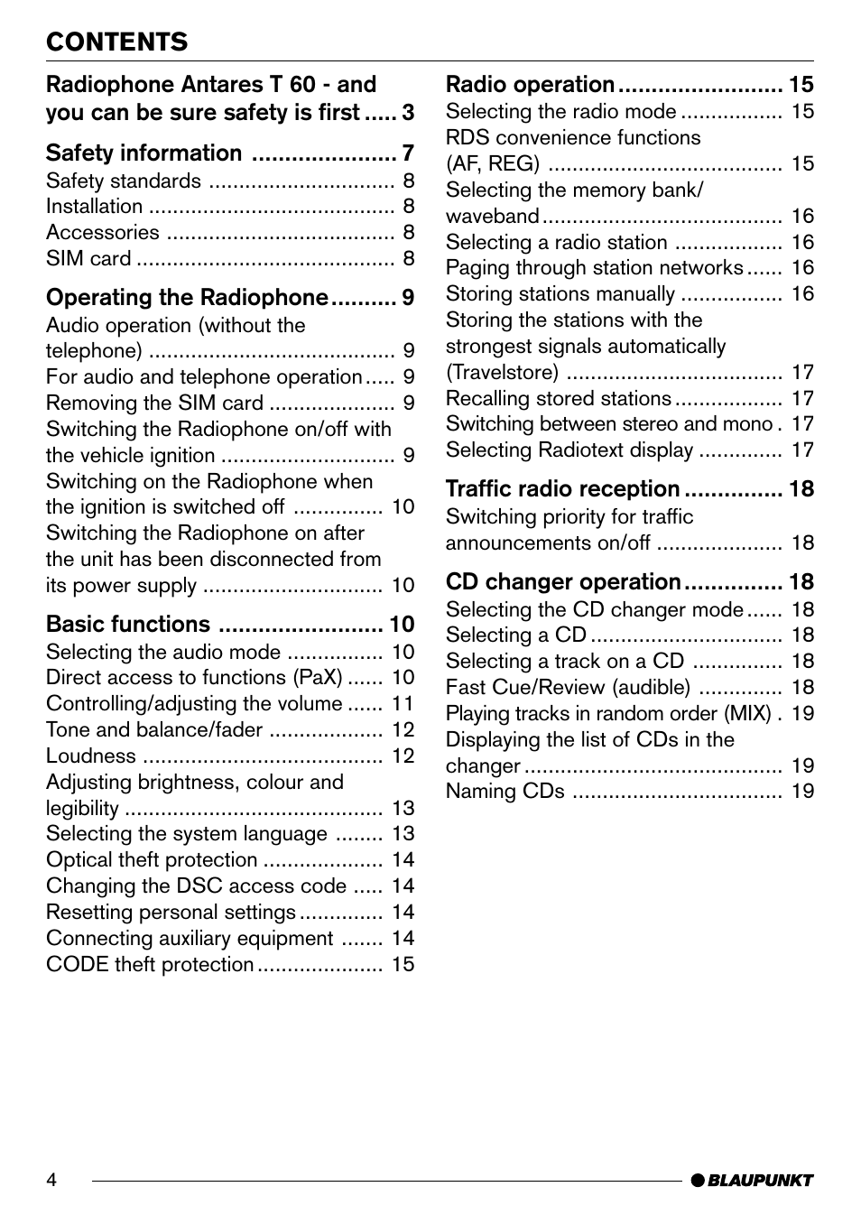 Blaupunkt AntaresT60 User Manual | Page 4 / 52