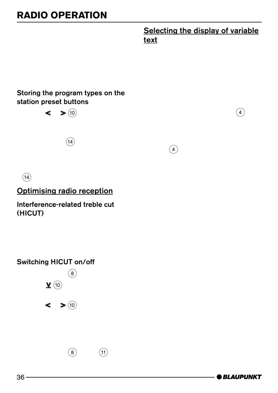 Radio operation | Blaupunkt Dsseldorf C50 User Manual | Page 14 / 26