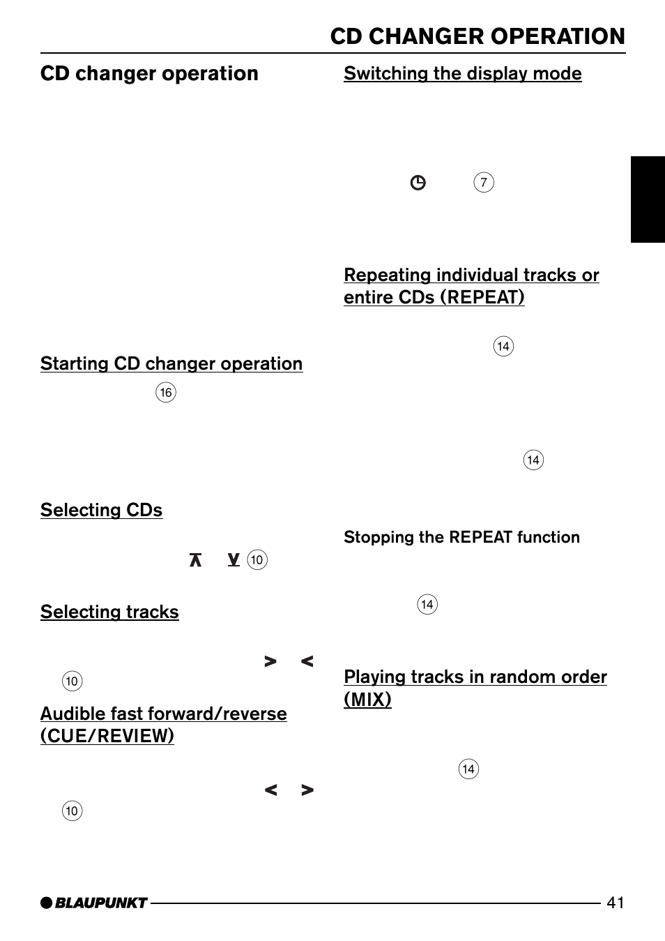 Cd changer operation | Blaupunkt Dsseldorf C50 User Manual | Page 19 / 26