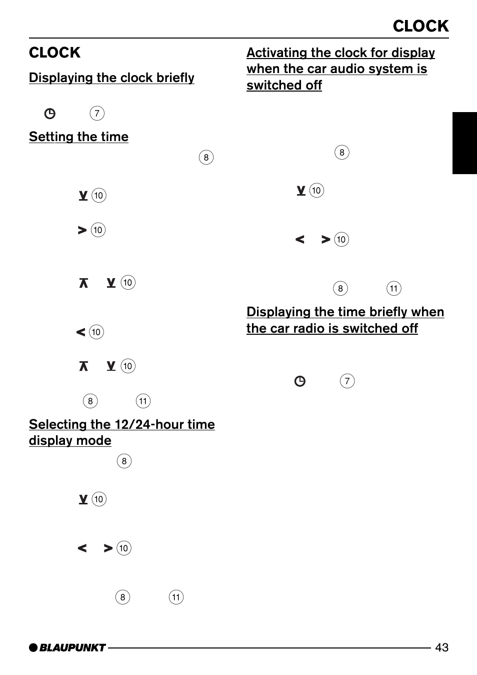 Clock | Blaupunkt Dsseldorf C50 User Manual | Page 21 / 26