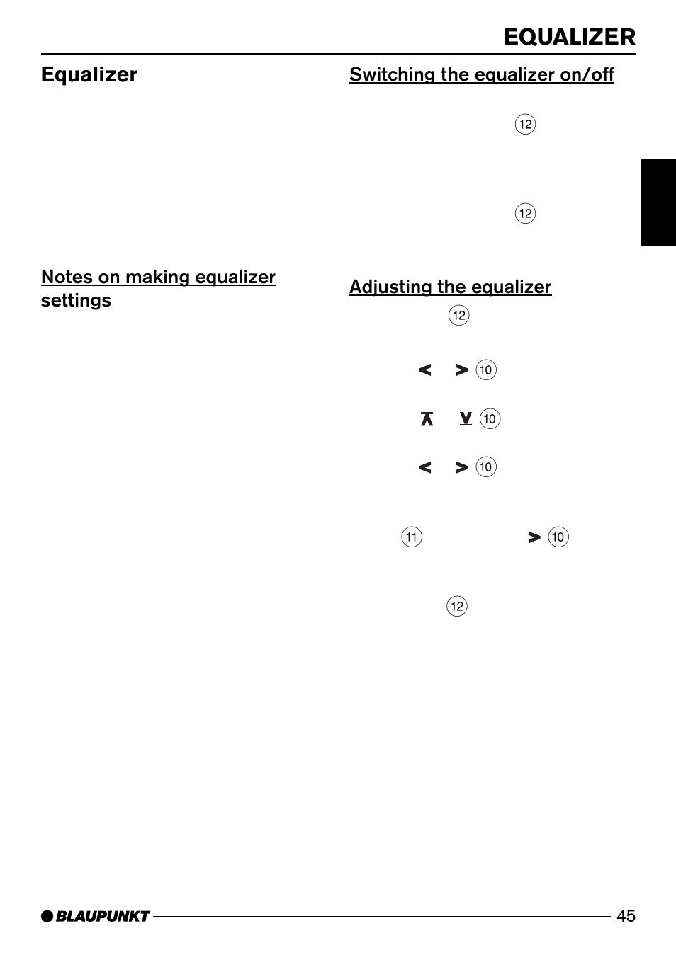 Equalizer | Blaupunkt Dsseldorf C50 User Manual | Page 23 / 26