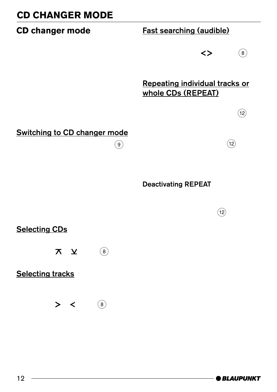 Cd changer mode | Blaupunkt St. Louis C32 User Manual | Page 12 / 25
