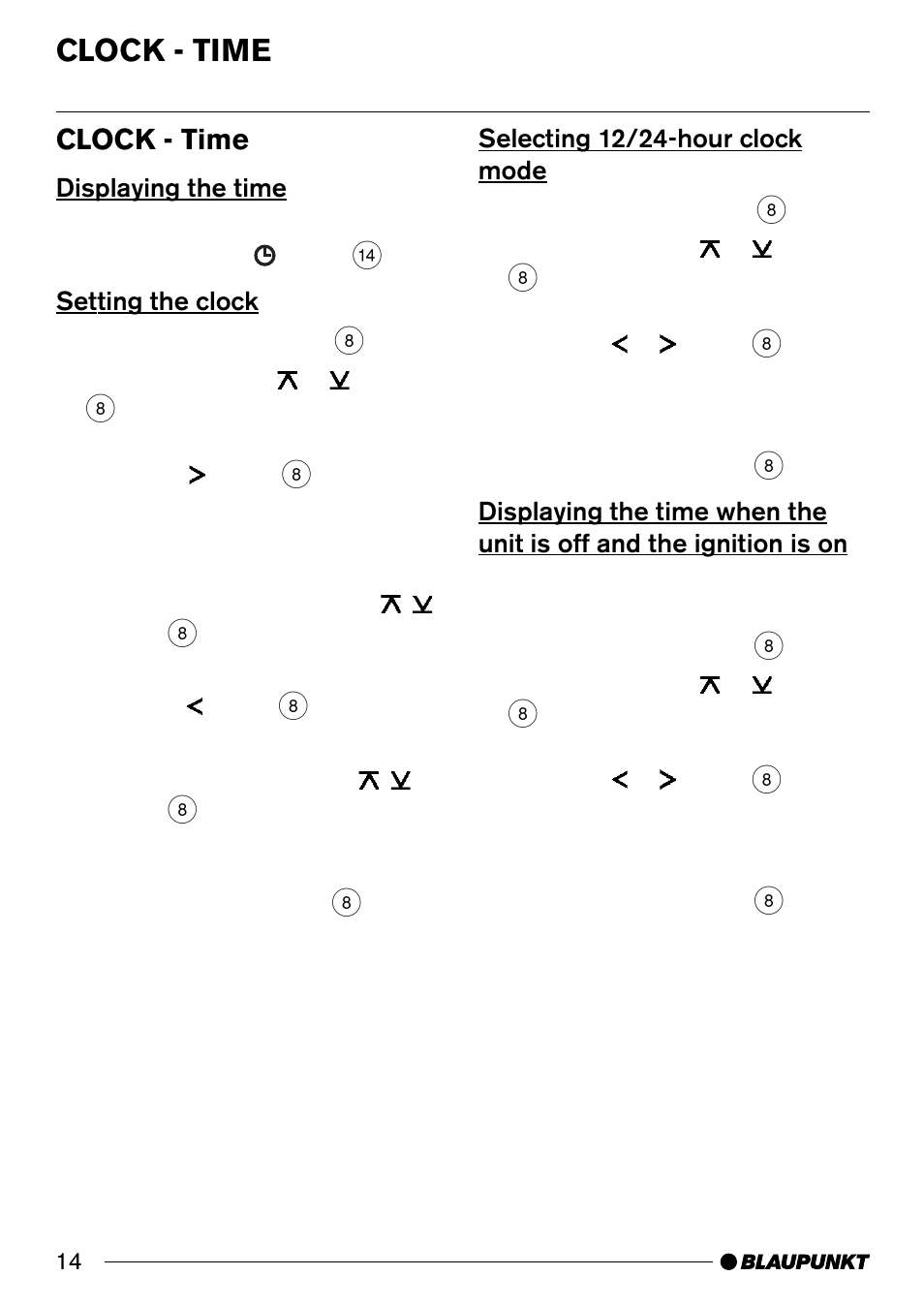 Clock - time | Blaupunkt St. Louis C32 User Manual | Page 14 / 25