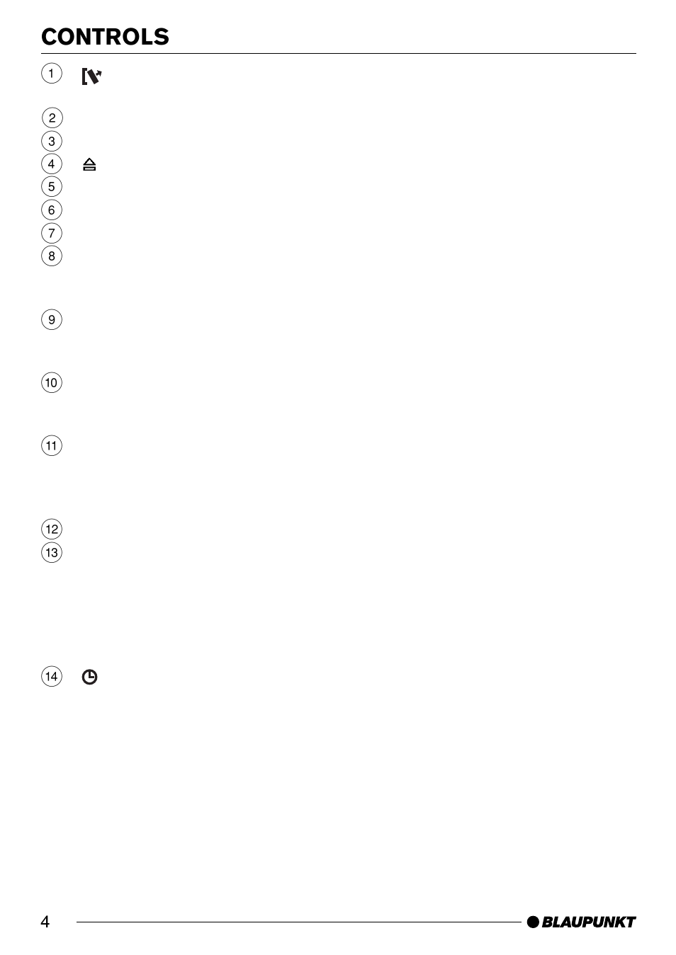 Controls | Blaupunkt St. Louis C32 User Manual | Page 4 / 25