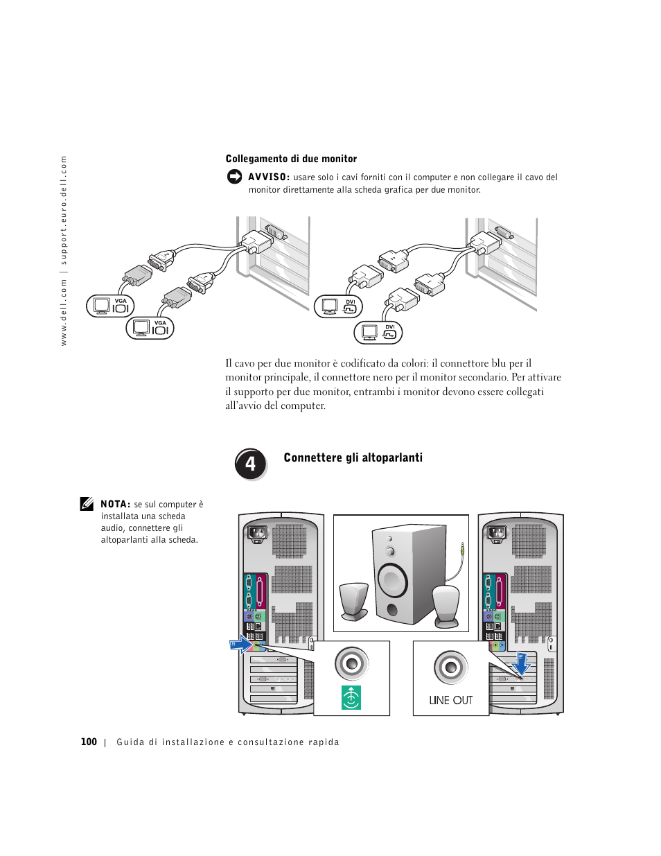 Connettere gli altoparlanti | Dell Precision 350 User Manual | Page 100 / 148