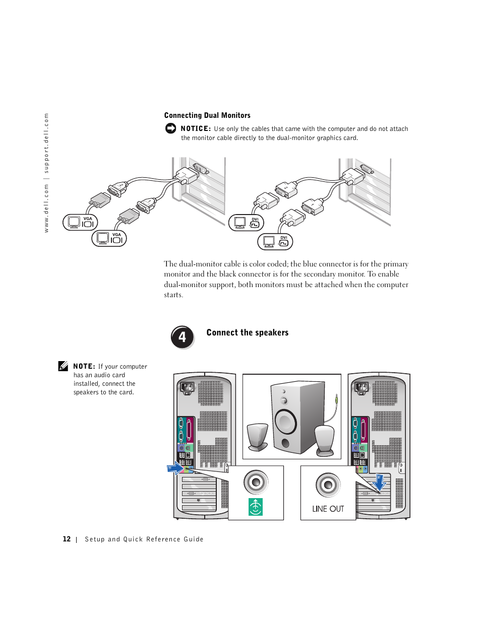 Connect the speakers | Dell Precision 350 User Manual | Page 12 / 148