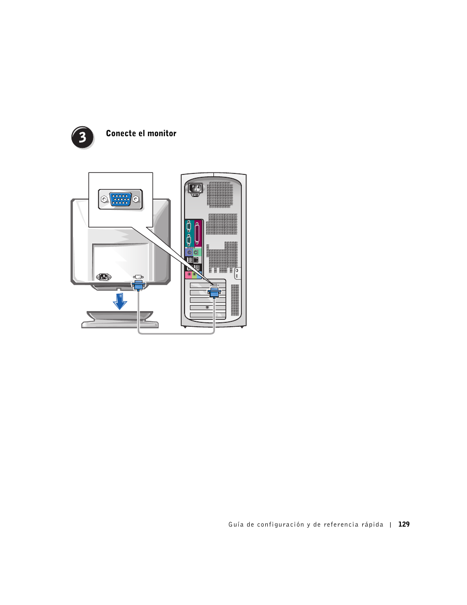 Conecte el monitor | Dell Precision 350 User Manual | Page 129 / 148